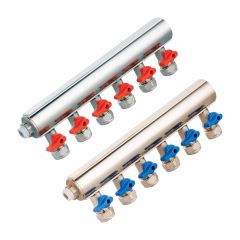 Kas 3/8 Mini Vanalı Kollektör-Pirinç 1'' 16x2 Pn10 6 Delikli