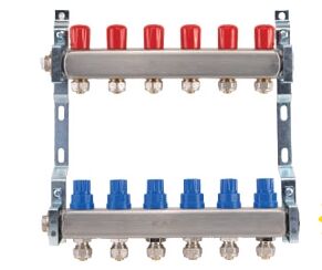 Termostatik-Vanalı Kollektör Seti - Kare  Tip Paslanmaz Çelik 6 Delikli
